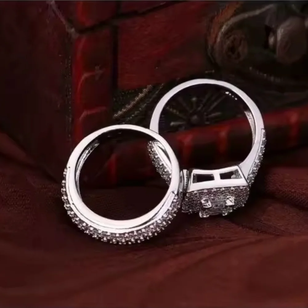 Silver Halo Ring Set